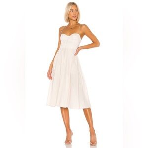 L'academie The Sonia Midi Dress in Beige, Size: XXS